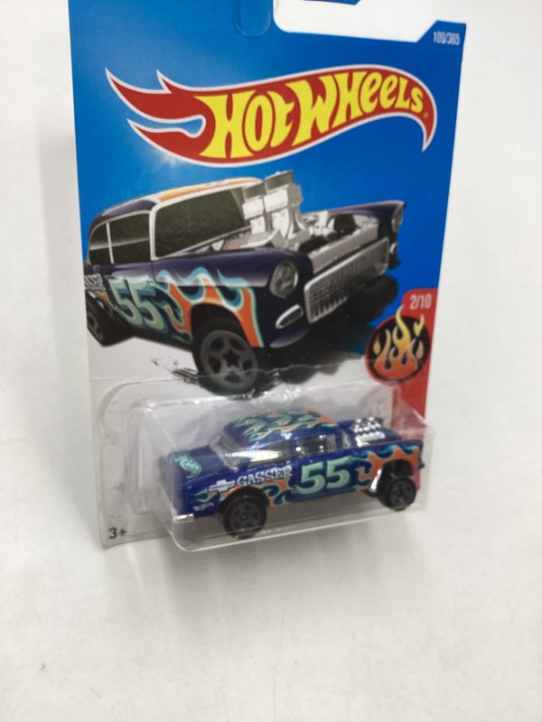 2017 Hot wheels #109 1955 Chevy Bel Air Gasser Blue 9D Online Sale