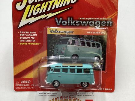 Johnny Lightning Volkswagen 1 4000 1964 Samba Bus Light Blue Vein on Left 220B Hot on Sale