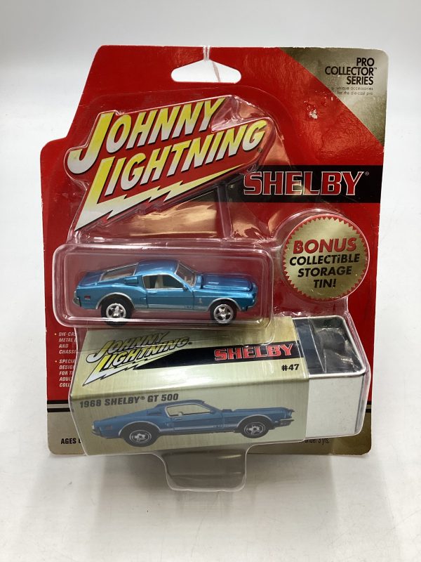 Johnny Lightning Pro Collector Series Shelby 1968 Shelby GT 500 Blue W Tin 221H Hot on Sale