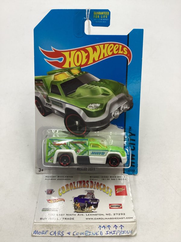 2014 Hot Wheels Treasure Hunt #47 Rescue Duty Green 275B For Sale