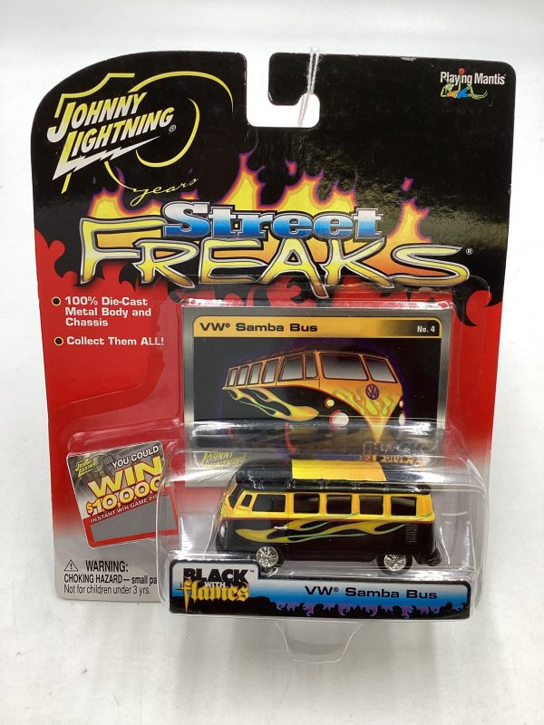 Johnny Lightning Street Freaks Black with Flames #4 Volkswagen Samba Bus Black 220A Supply