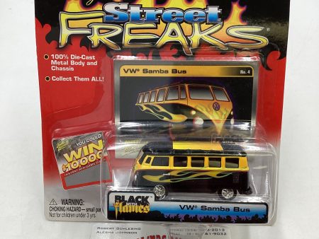 Johnny Lightning Street Freaks Black with Flames #4 Volkswagen Samba Bus Black 220A Supply