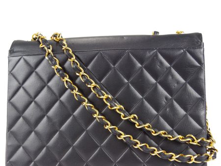 Chanel * 1991-1994 Black Lambskin Maxi Straight CC Flap Cheap