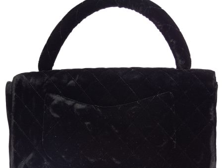 Chanel * 1991-1994 Black Velvet Medium Classic Flap Handbag Cheap