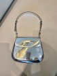 Prada Silver Cleo brushed Leather Shoulder Bag With Flap Cheap