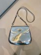 Prada Silver Cleo brushed Leather Shoulder Bag With Flap Cheap