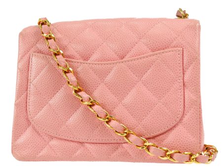 CHANEL Classic Flap Mini Square Chain Shoulder Bag Pink Caviar For Discount