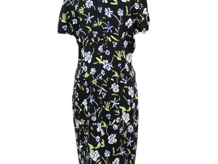 Chanel 1997 Spring floral-print draped silk dress #42 Fashion