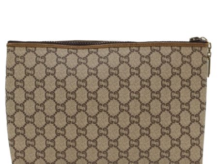 GUCCI GG Plus Canvas Clutch Bag PVC Leather Beige Auth ep1228 Supply