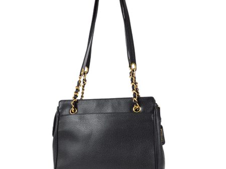 Chanel 1996-1997 Triple CC Shoulder Tote Bag Black Caviar on Sale