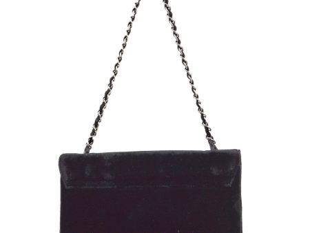 Chanel 2005-2006 Black Velvet Camelia Shoulder Bag on Sale