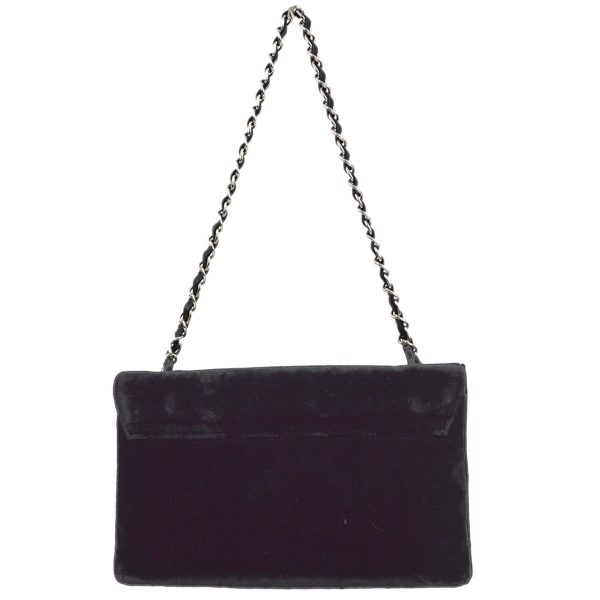 Chanel 2005-2006 Black Velvet Camelia Shoulder Bag on Sale