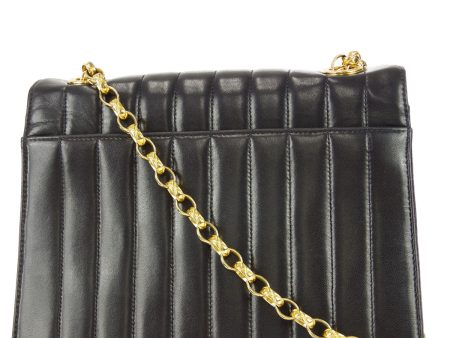 Chanel * 1991-1994 Black Lambskin Mini Vertical Stitch Flap Bag Fashion