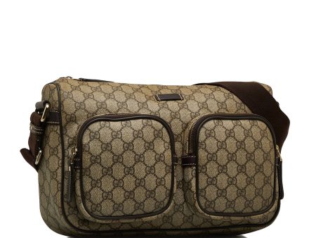 GUCCI GG Supreme Double Pocket Crossbody Bag on Sale