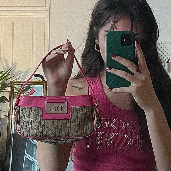 Dior monogram pink shoulder bag Online Sale