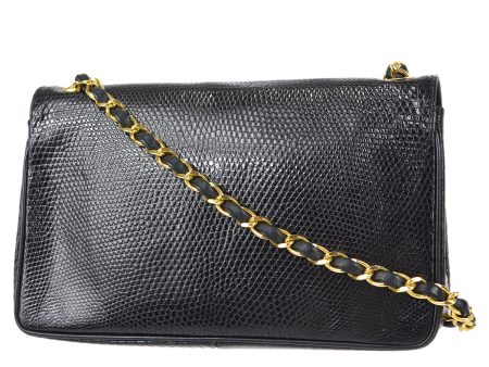 Chanel * 1986-1988 Black Lizard Pointed Flap Mini Hot on Sale