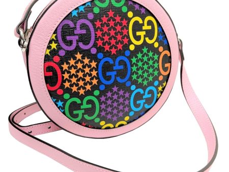 Gucci GG psychedelic mini round bag ladies shoulder 603938 PVC leather multicolor For Sale