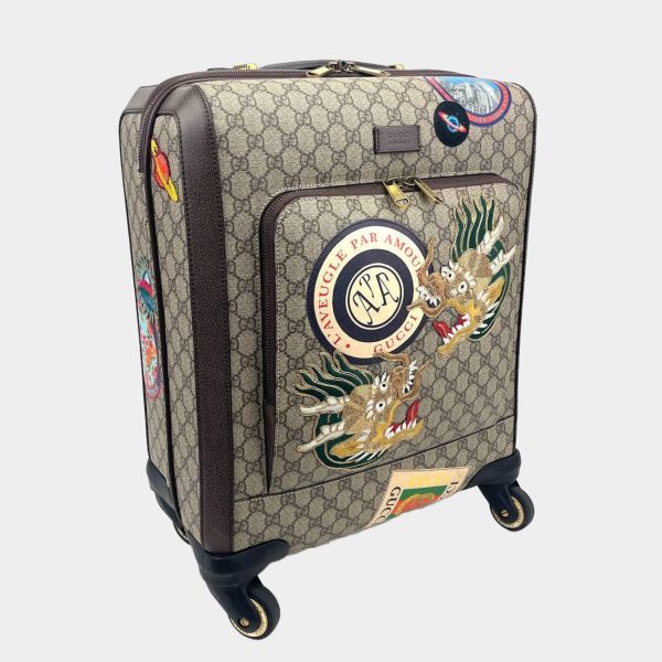 GUCCI GG Supreme Carry-On Suitcase- Travel Patches For Cheap