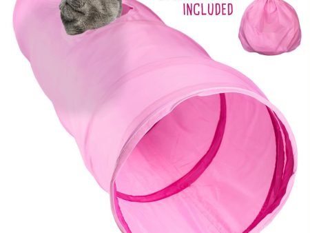 20  Pink Krinkle Cat Tunnel with Peek Hole and Storage Bag Cheap